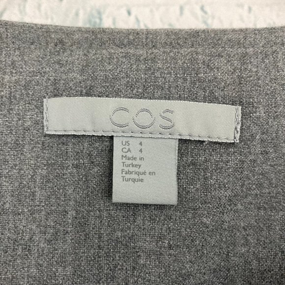 COS Lightweight Wool Shirt Jacket Size 4 Grey Button Up Collarless Shacket - Picture 7 of 9